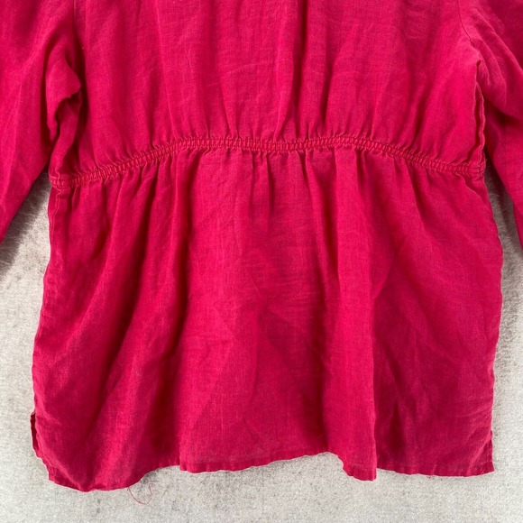 Chicos Tunic Shirt Top Womens 3X Pink Linen V Neck 3/4 Sleeve Babydoll Peplum 3X - Picture 6 of 12